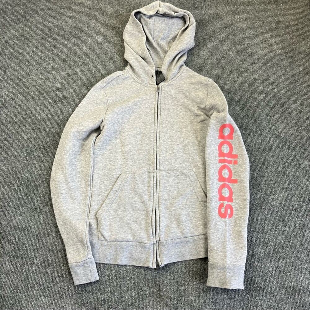 ADIDAS youth size S 8-10 grey sweatshirt grey and pink hoodie
